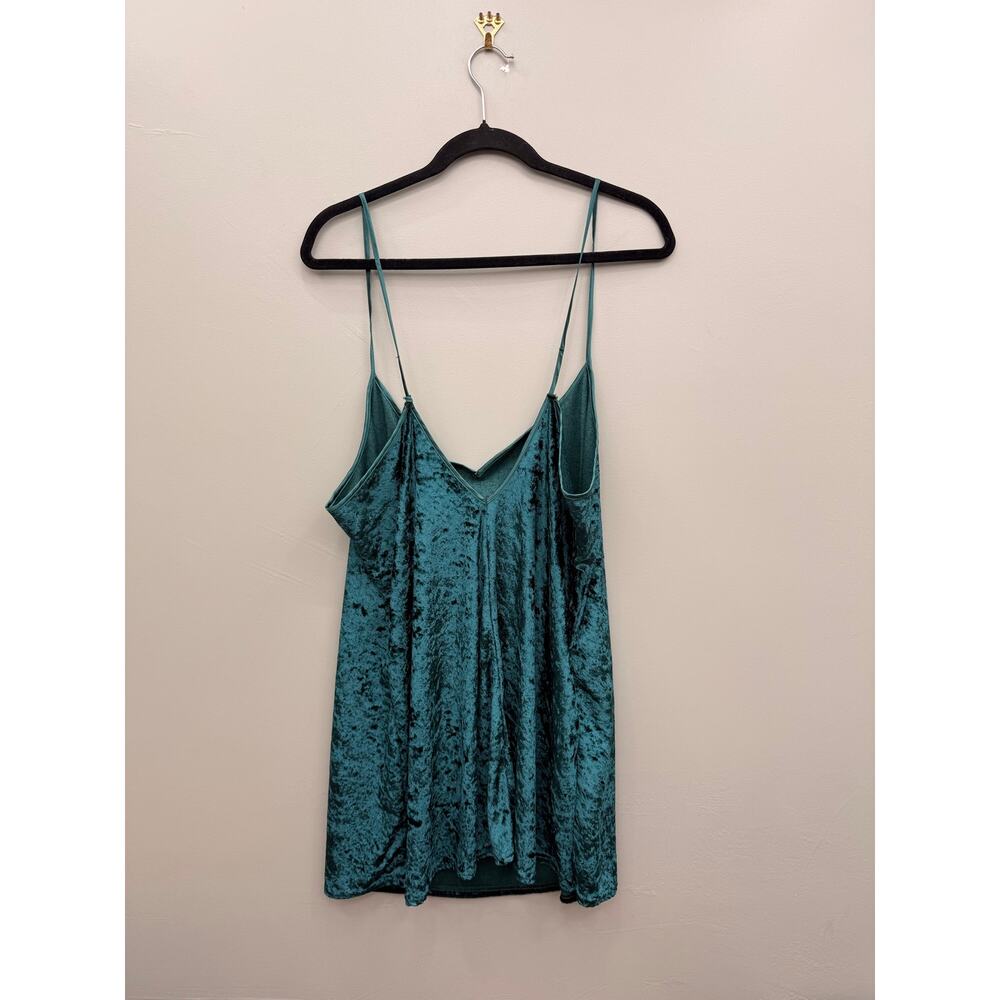 Vintage Intimate Moods Teal Crushed Velvet Slip Dress Y2K Whimsigoth 35" - Picture 2 of 3